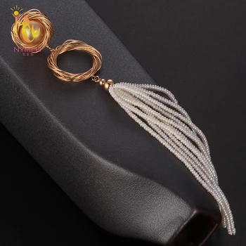 

[NYMPH] Long Tassel Pearl Earrings Fine Jewelry Natural Big Baroque Pearl Earrings For Women Fashion Gift For Party E334