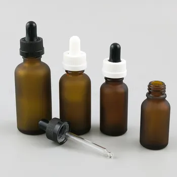 

12 x Travel Frost Amber Glass Bottles with Glass Eye Dropper Dispenser for Essential Oils 3.33oz 5/3oz 1oz 2/3oz 1/2oz 1/6oz