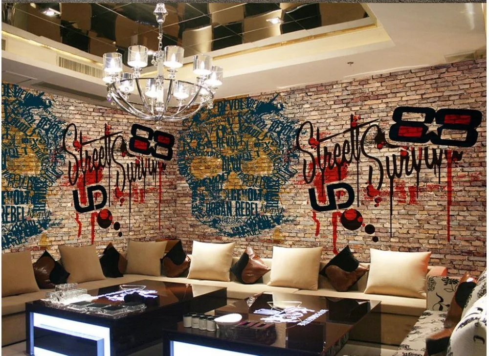 3d Murals Wallpaper For Living Room Retro Brick Bar Customized ...