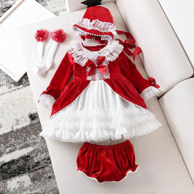 Платье для маленьких девочек; праздничное платье принцессы для дня рождения; детское платье на крестины в испанском стиле для девочек; розовое платье; fille; одежда для детей; комплект из 3 предметов