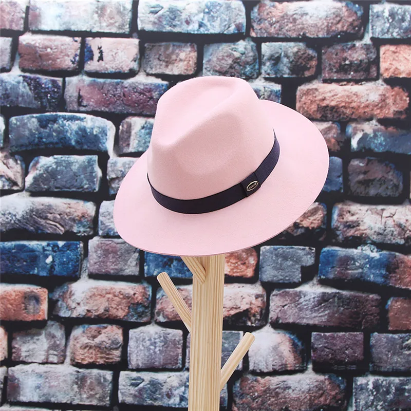 GEMVIE шерсть мягкая флоппи Полями Фетровая шляпа для женщин осень фетровая шляпа Панама Джаз Кепка с лентой