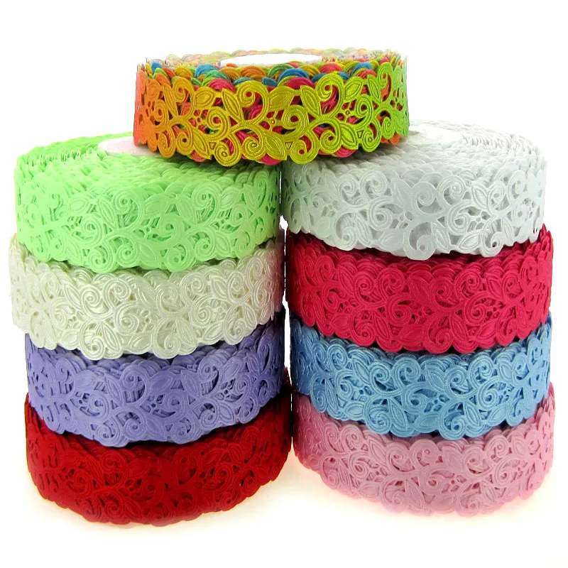

1Roll 20Yards 7/8" Printed Hollow Flower Ribbons Fabric Lace Ribbon Craft Wedding Gift Wrap Scrapbooking 22mm Choose color