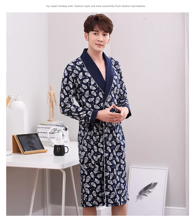 Роскошная мужская Одежда Домашняя одежда 100% хлопок мужской Халат высококачественный хлопковый банный халат мужской кимоно японская юката