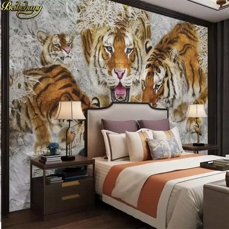 Beibehang Custom Modern Tiger Photo Wall Paper Animal Mural Wall Papers Home Decor Mural Wallpaper Living Room Bedroom Flooring Wallpapers Aliexpress