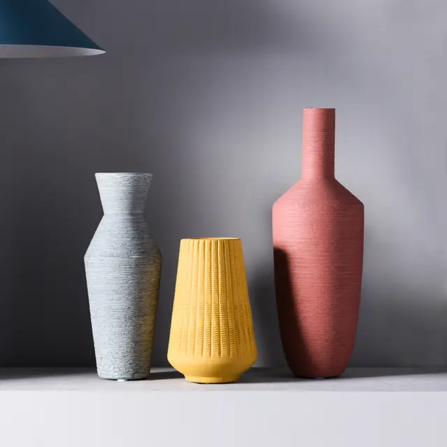 Online Shop Nordic Simple Color Wire Drawing Ceramic Vase Decor