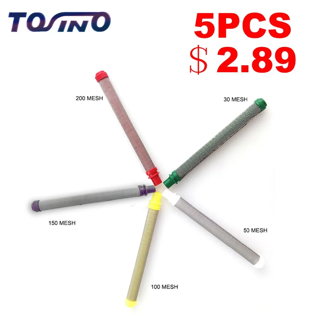 

5 pcs Airless paint spray gun filter30,50,100, 150,200 mesh insert type painting spare parts FOR Wagner