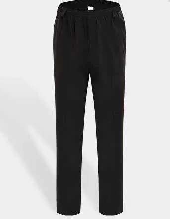 Летние тонкие повседневные брюки для мужчин, шелковые мужские брюки, очень большой размер, высокая талия, эластичная талия, брюки для папы, мужская одежда - Цвет: black pants