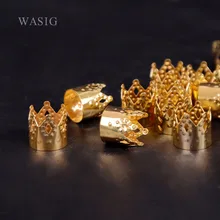 100 шт металлическая оплетка для волос, дреды, бусины-короны, выдалбливают дизайн, регулируемые манжеты для волос, заколки, Золотое ювелирное изделие 12x10 мм