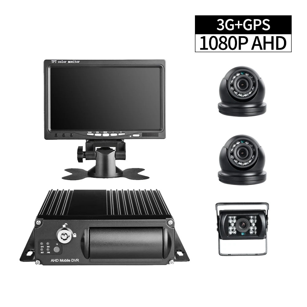 256G SD 3G GPS 4CH автомобильный видеорегистратор мобильный 7 дюймовый монитор VGA + 2 мини