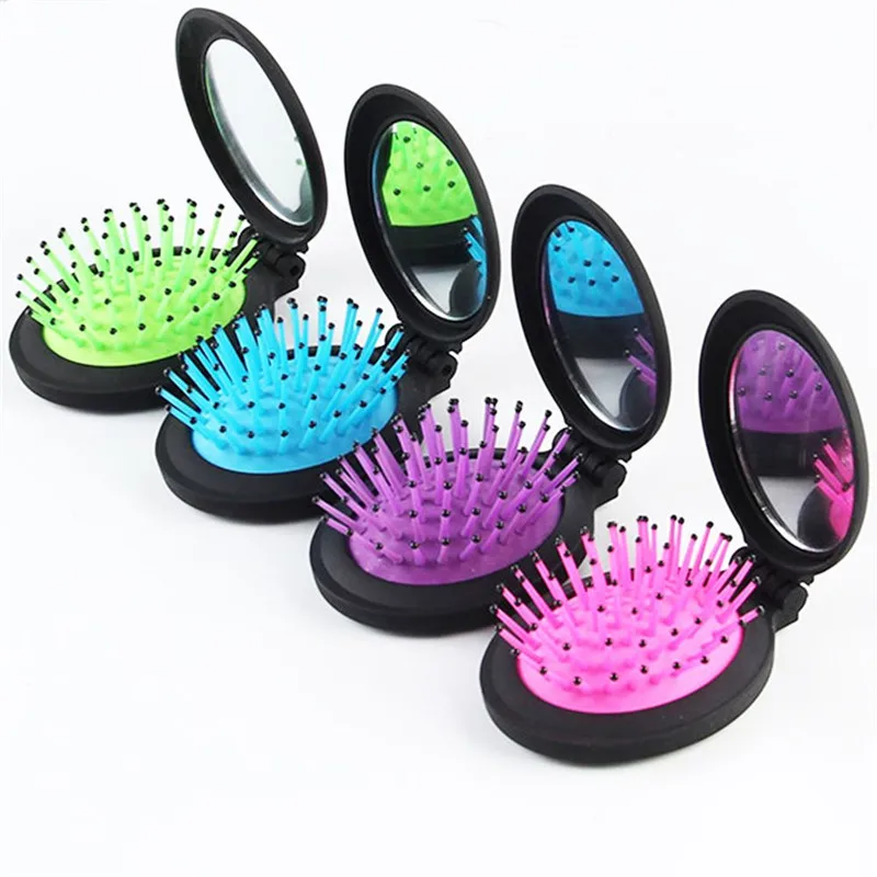 

Hot Sale Travel Portable Foldable Hair Comb Airbag Massage With Mirror Women Girls Small Round Pocket Hairbrush Makeup Comb