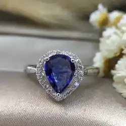 1.282ct + 0.136ct 18 К золото натуральный сапфир для женщин кольцо с бриллиантом установка 2016 новинка изысканное украшение на свадьбу группа