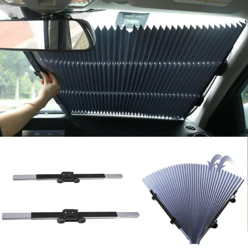 Double Suction Cup Sun Shade Folding Front Rear Shade Visor Retractable