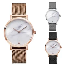2017 Women Fashion Retro Stainless Steel Quartz Watch Minimalist Hot Marble Watches Clock Ladies Wristwatches Popular