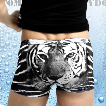 

Yehan Men's Boxer Underwear Plus Size Tiger Printed Ice Silk Slip Sexy Homme Breathable calzoncillos boxer Comfortable Short Men