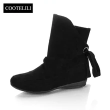 COOTELILI размера плюс ботильоны для женщин обувь на шнуровке женская обувь модные резиновые сапоги женская зимняя обувь красный черный 41 42 43