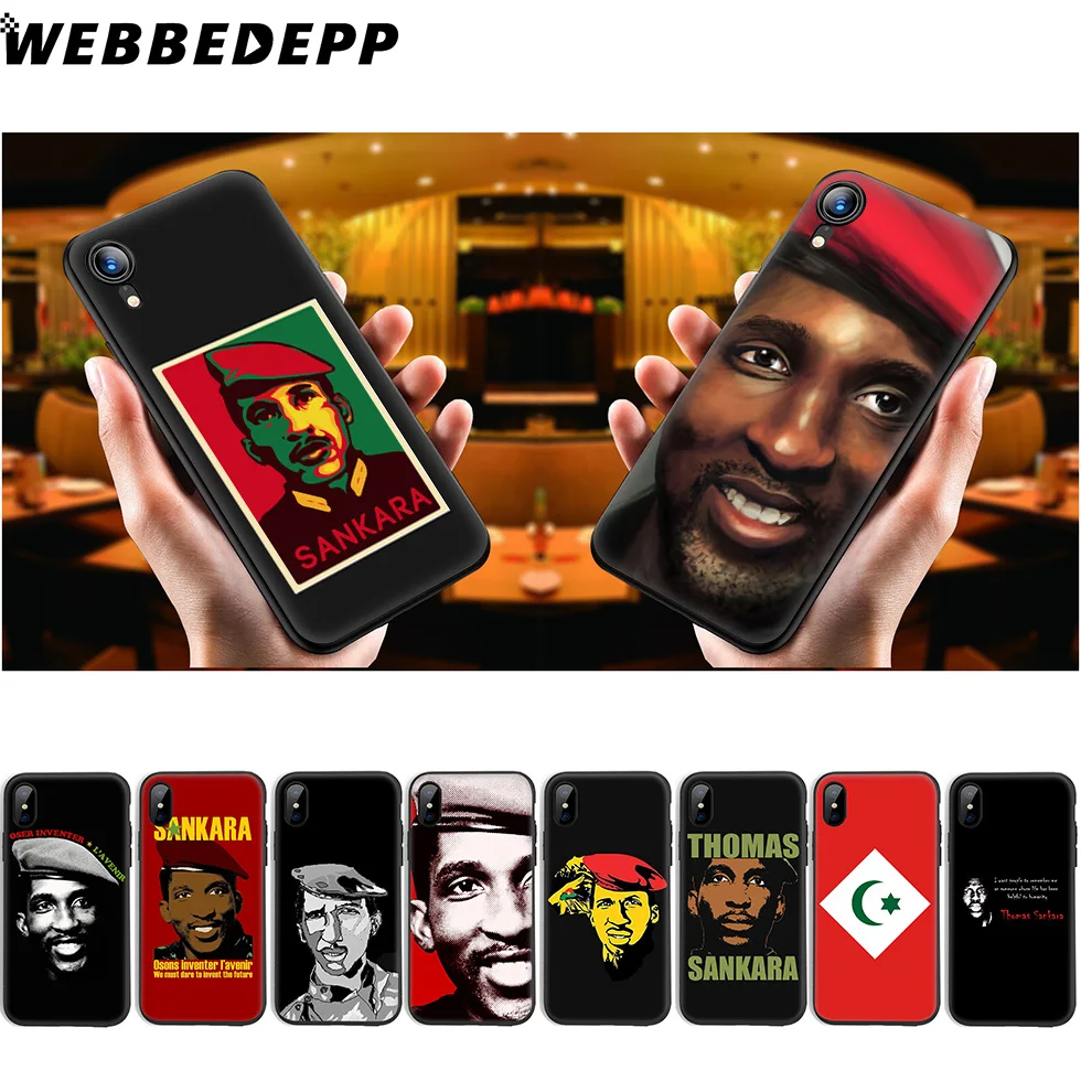 WEBBEDEPP Thomas Sankara Flag Soft Silicone Case for iPhone 11 Pro Xr Xs Max X or 10 8 7 6 6S Plus 5 5S SE |