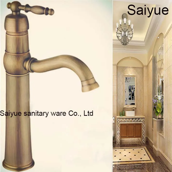 

Long Antique Vintage 360 Rotating Single Handle Brass Bronze Kitchen Bathroom Mixer Taps Basin Sink Swivel Spout Faucet