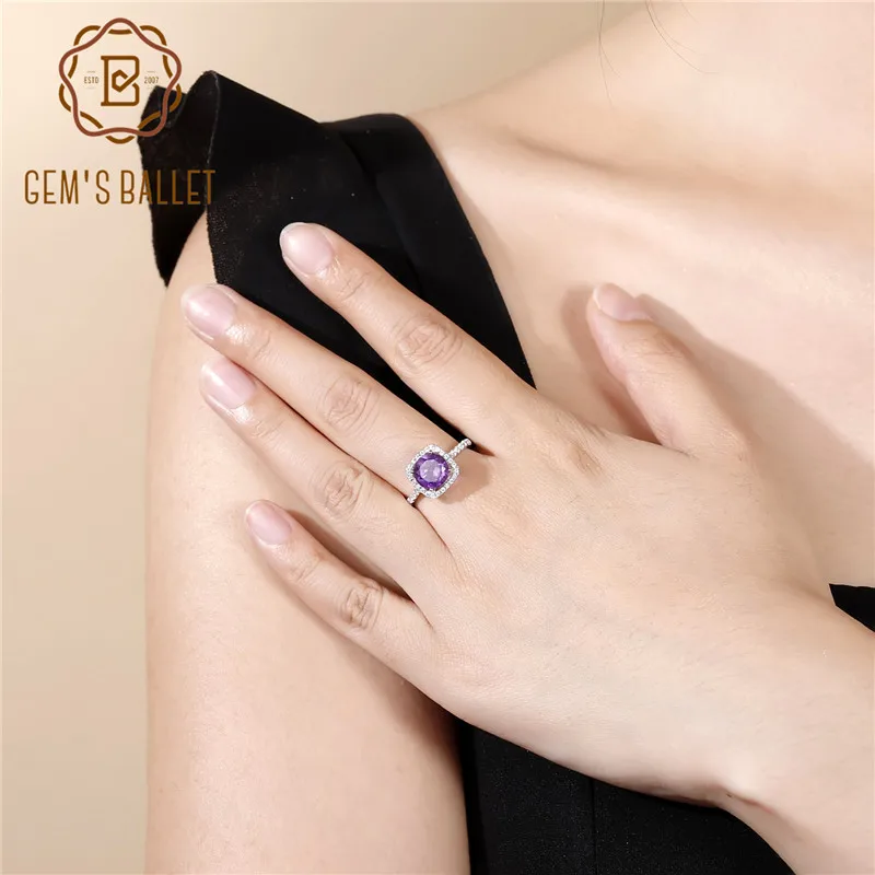 

Gem's Ballet 2.57Ct Romantic Amethyst Gemstone Rings For Women Wedding Genuine 925 Sterling Silver Purple Ring Fine Jewelry