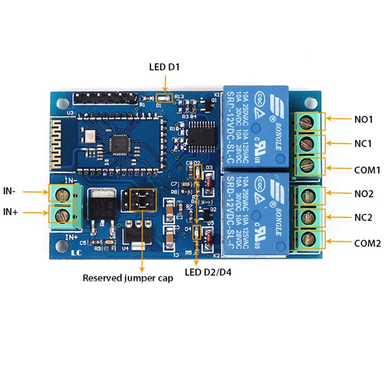 Bluetooth реле умный модуль переключения домашнего мобильного приложения дистанционного управления 2 бит DC 12 В двойной цепи Bluetooth релейный модуль