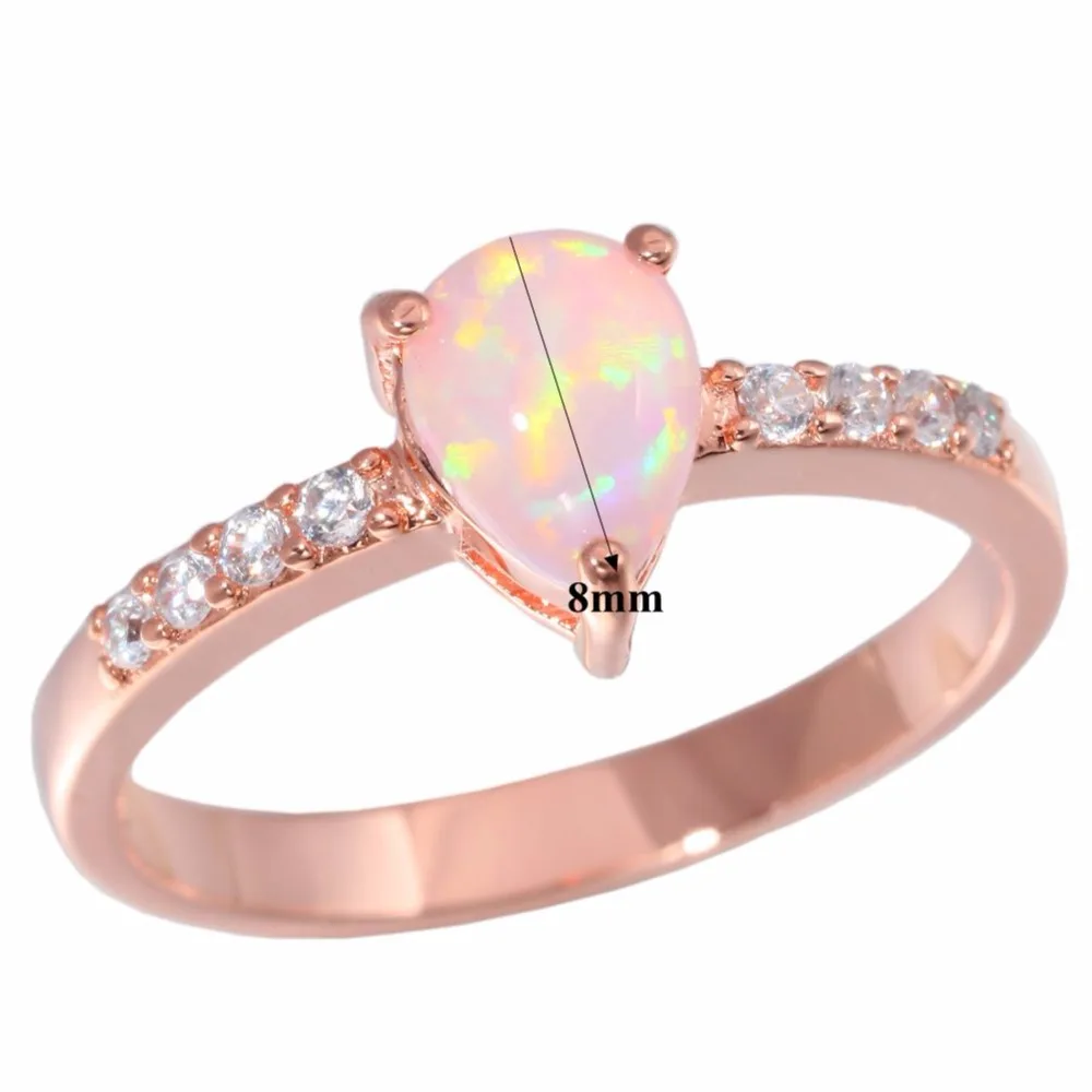 CiNily Created Pink Fire Opal Cubic Zirconia Rose Gold Color Wholesale for Women Jewelry Christmas Gift Ring Size 6-9 OJ9242