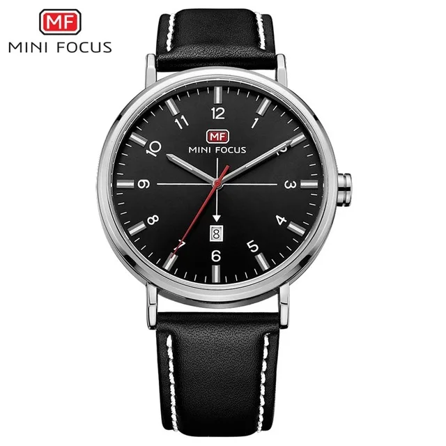 

MINI FOCUS Black Leather Bracelet Casual Quartz Watch Men Spots Watches Male Brand Luxury Wristwatch Man Clock relogio masculino