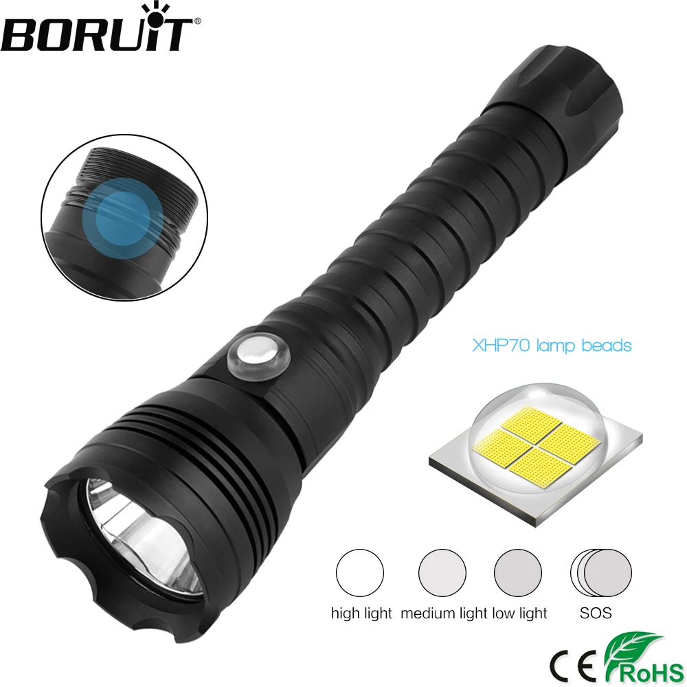  BORUiT A28 XHP70.2 LED Scuba Diving Flashlight Underwater 100M Torch Max 10000lumens 4-Mode Dive La - 32906217867