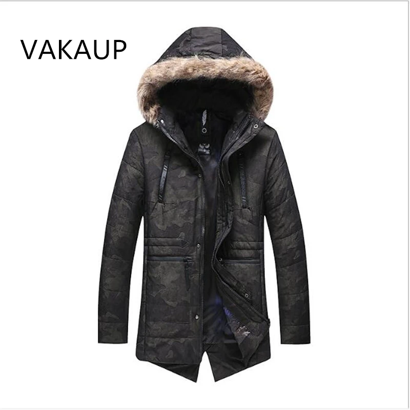 

2018 NEW Winter Jacket Men New Winter Fans Cotton Clothes Hooded Hair Collar Leisure Coat Cotton Thickening And Winter Clothes
