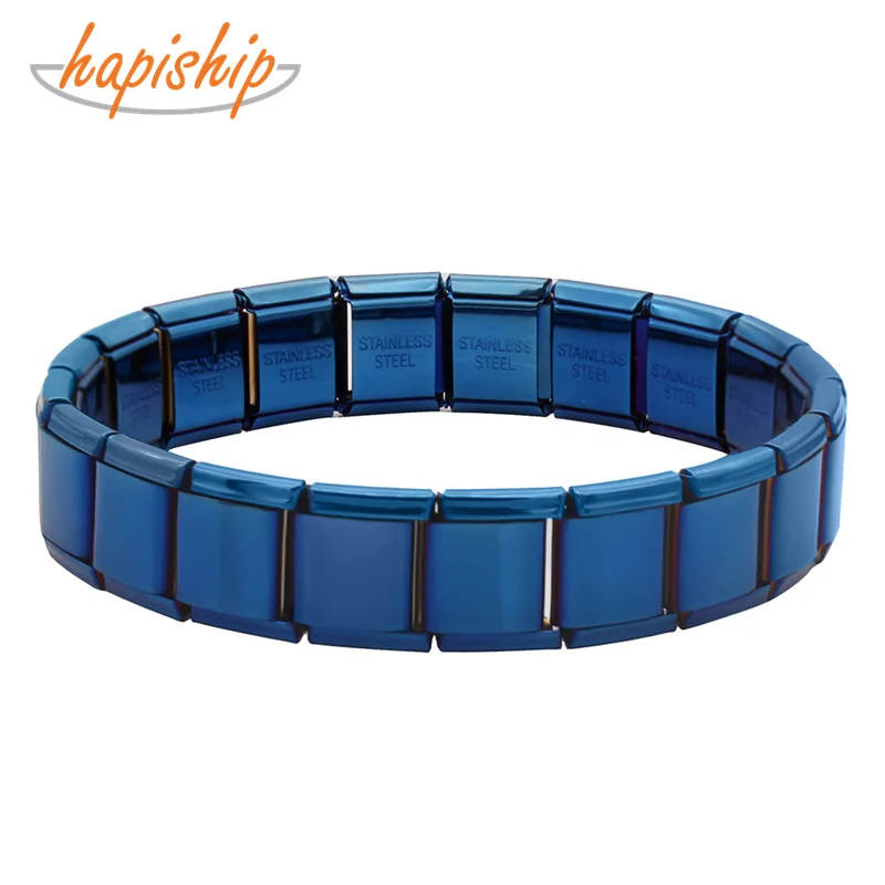 

Hapiship 2019 Top 13mm Width Men Stainless Steel Blue Color Bangle Bracelet Men Charm New Design Bracelet Male Sport G118