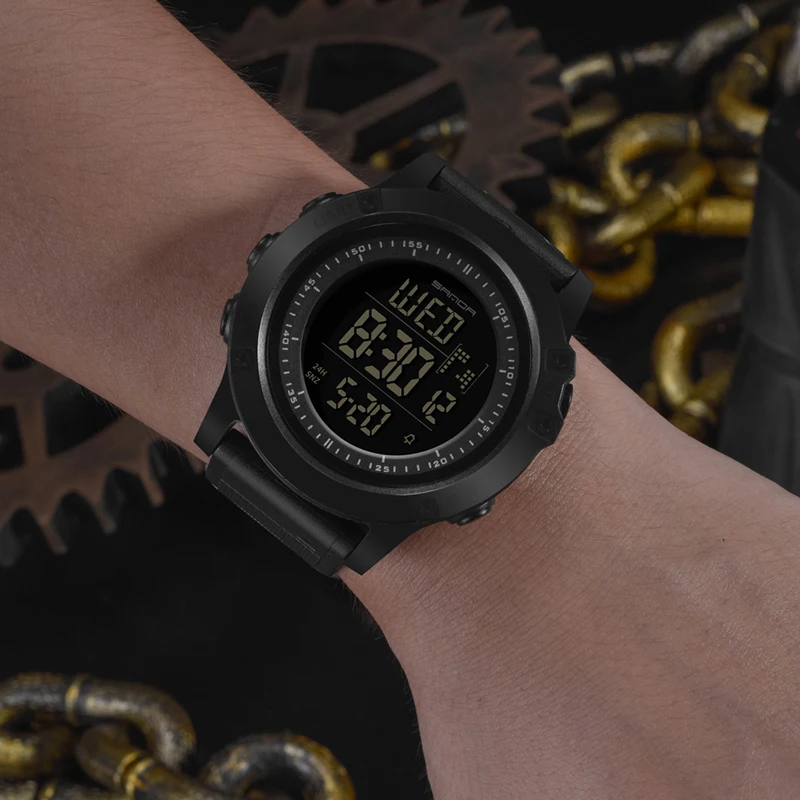 SANDA спортивные мужские часы 3ATM водонепроницаемые S Shock цифровые часы с обратным отсчетом мужские часы с хронографом Relogio Masculino 372