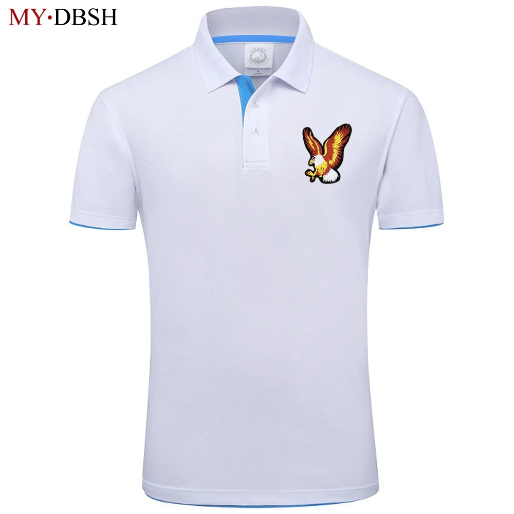 New Fashion Mens Stylish Eagle Print Polo Pique Collar Casual T-Shirts Top B758