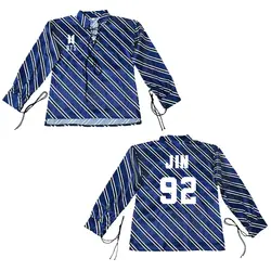 Новый kpop BTS Bangtan обувь для мальчиков Диагональ Полосатый рубашка с надписью JIMIN SUGA окружающих же пункте корейские костюмы