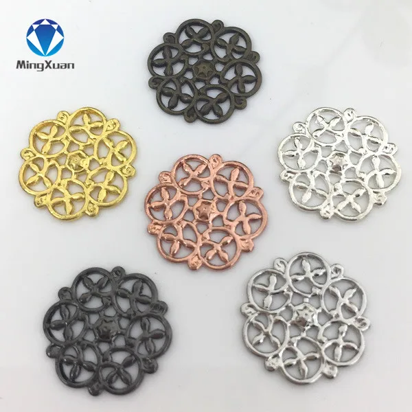 

50pcs 14mm Round Flower Motif Charms Vintage European Pendant Charms for DIY Retro Fashion Necklace Jewelry Findings Components