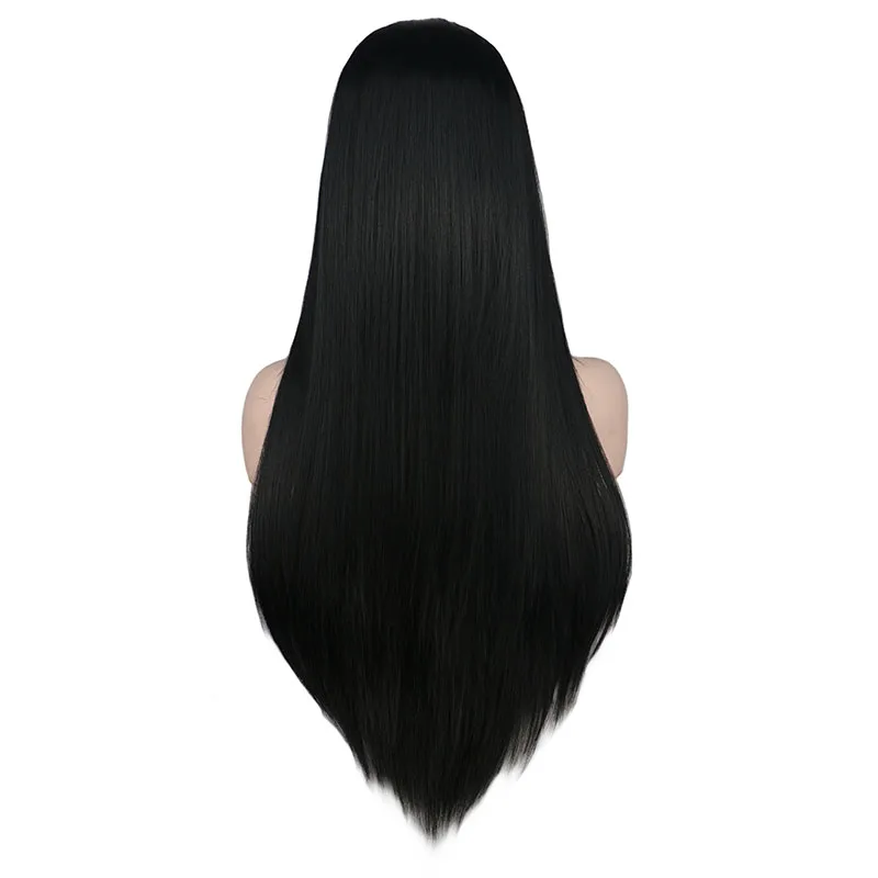 Qqxcaiw Long Straight Middle Part Wig For Women Black White Pink