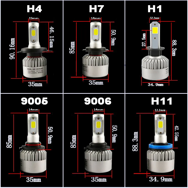 Лампочки для авто 2 Шт. 12 В Led Лампы H7 Комплект H11 H4 Led удар Авто Лампы Светодиодные Лампы Туман Автомобиль Свет Одноместный/Привет-Ло Луч Для Toyota автомобиль Для Укладки