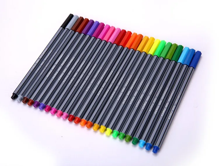 24 цвета Fineliner ручки Сверхтонкий маркер 0,4 мм Ассорти чернил на водной основе Искусство Рисунок для детей граффити крюк волоконные ручки