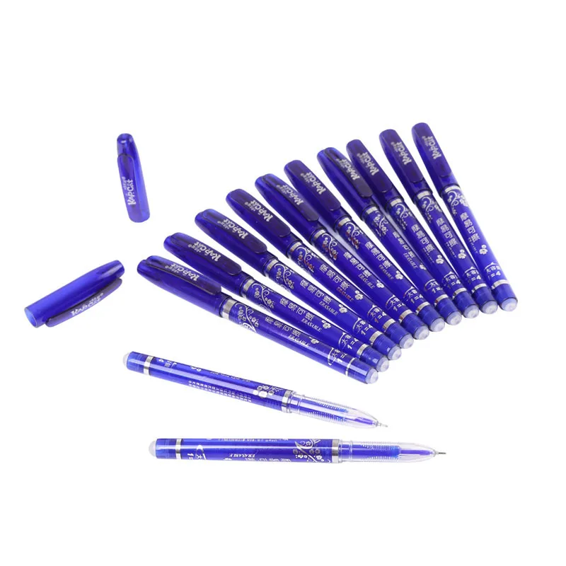 

12Pcs Blue Ink Erasable Pen Student Stationery Writing Pen Multifunction Gel Pen 0.5mm Tip Writing Fluently Strong Quality