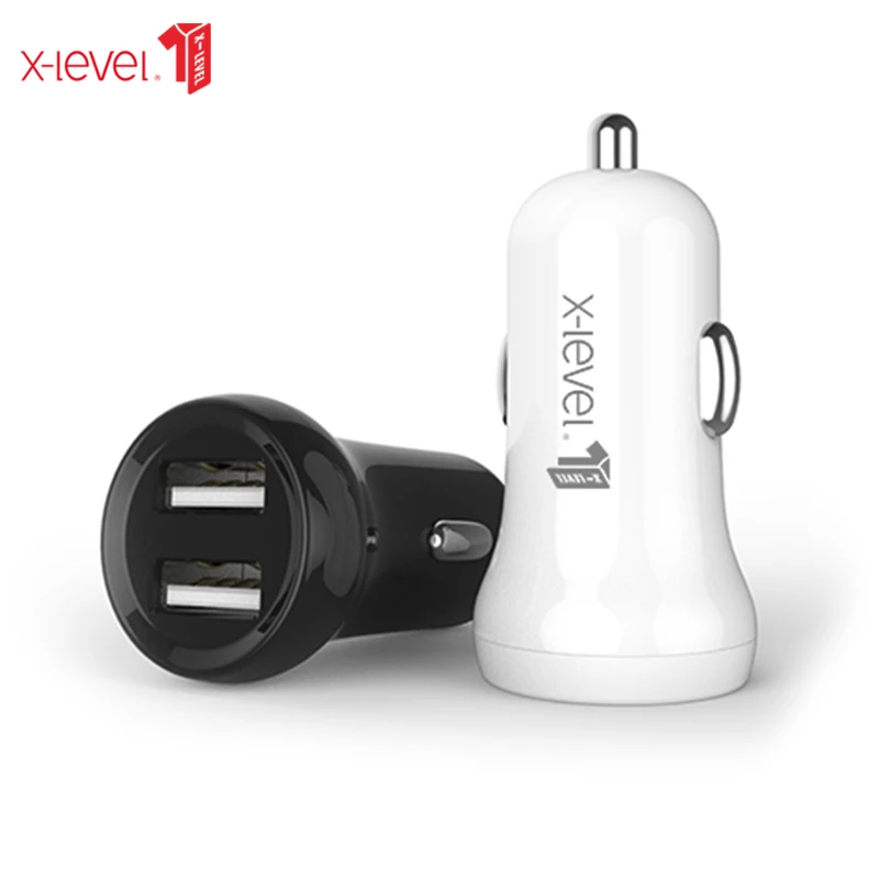 X-مستوى مصغرة المزدوج USB شاحن سيارة للهاتف 5 فولت 2.4A 2 ميناء USB سريع سيارة-شاحن المحمول الهاتف محول لسامسونج فون هواوي
