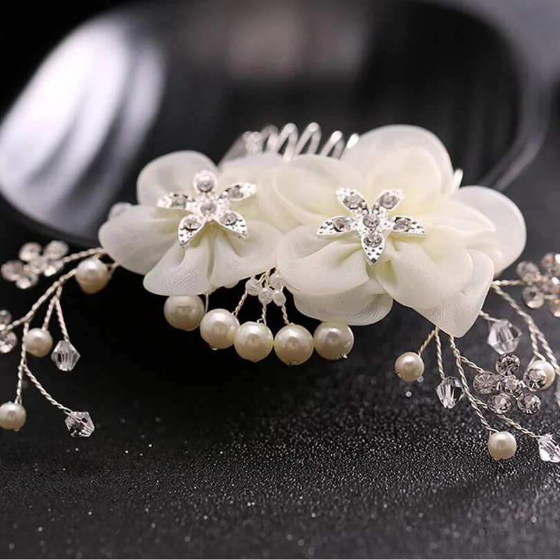 Silk Flower Hair Combs Bridal Hair Accessories Handmade Branch Tiara