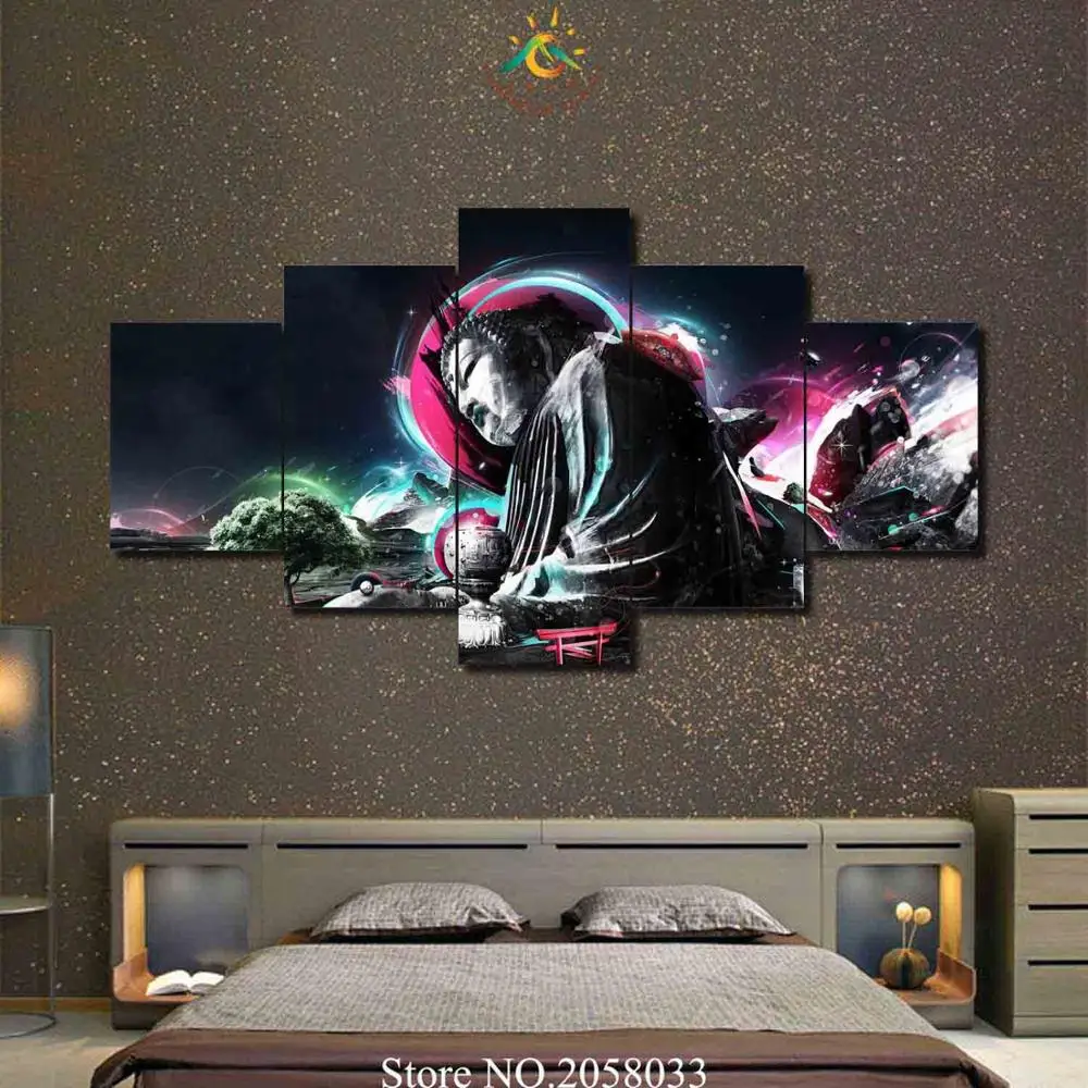 

3-4-5 Pieces Tradition Buddha Modern Home Decor Canvas Pictures Printed Painting Wall Pictures HD Painting Living Room