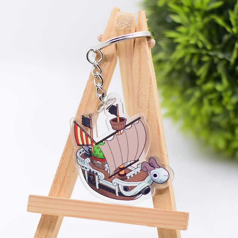 New One Piece Keychain  Action Figure Peripherals Double Sided Cute Luffy Keyring Pirate Ship Going Merry Key Chains AKL229