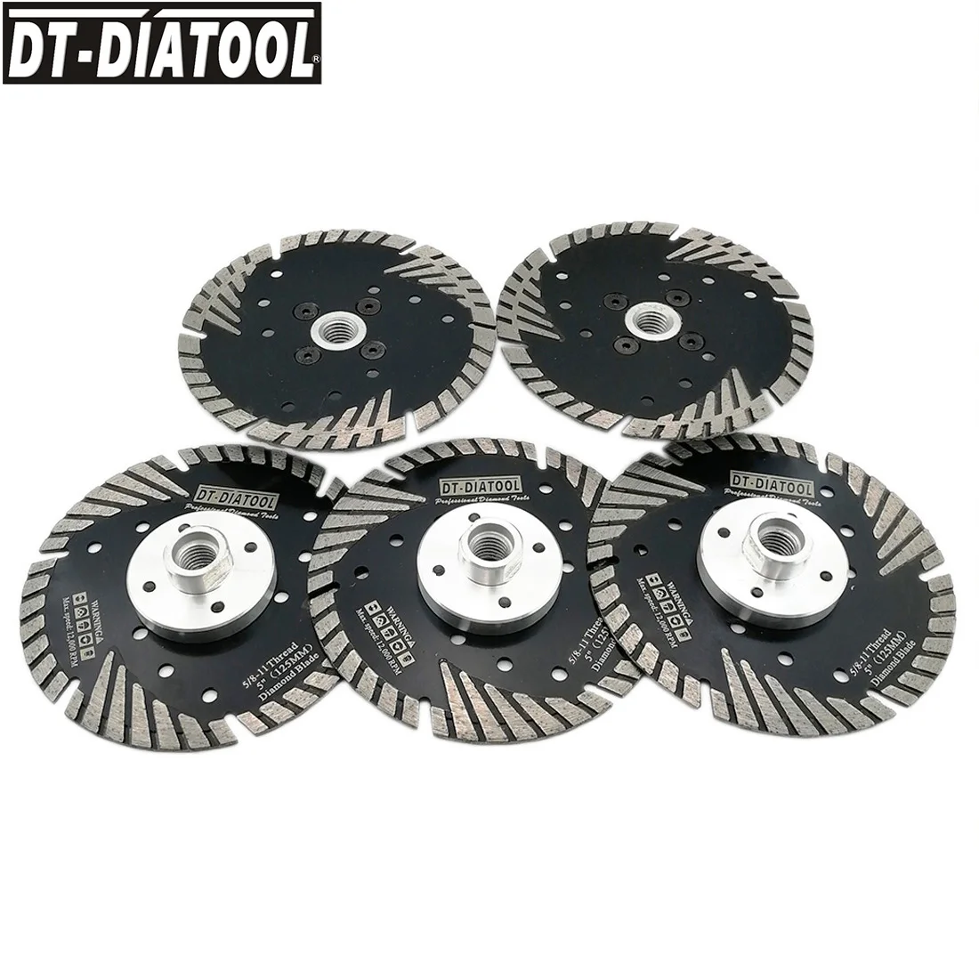 DT-DIATOOL 5 шт. 125 мм/5 дюймов Professional качество горячего прессования алмазные режущие диски турбо лезвие для бетонного кирпича 5/8-11 нить