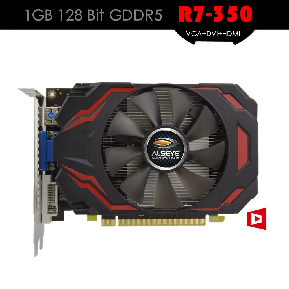 Видео карты R7 350 GPU 1 ГБ 128Bit DDR5 графическая карта VGA + DVI HDMI PCIe X16 для игр Настольный