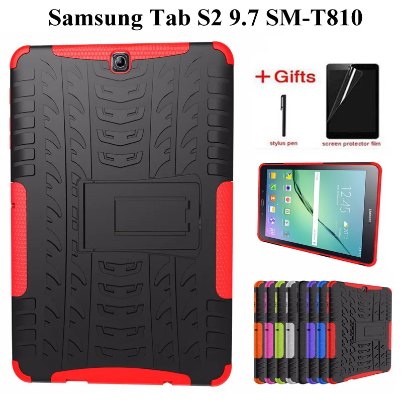 

Heavy Duty Armor Shockproof Soft Case for Samsung Galaxy Tab S2 9.7 T810 T815 SM-T810 Cover For tab S2 9.7 inch case+Film+Pen