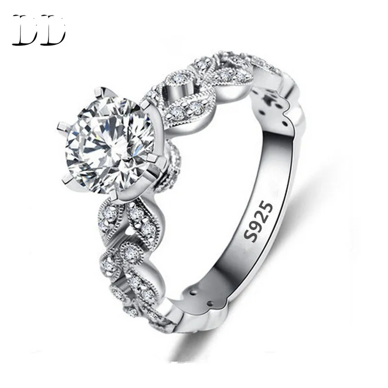 Hot sale fashion jewelry Wedding engagement rings for women White Gold plated AAA Zircon cz Diamond Jewelry luxury bague DD097