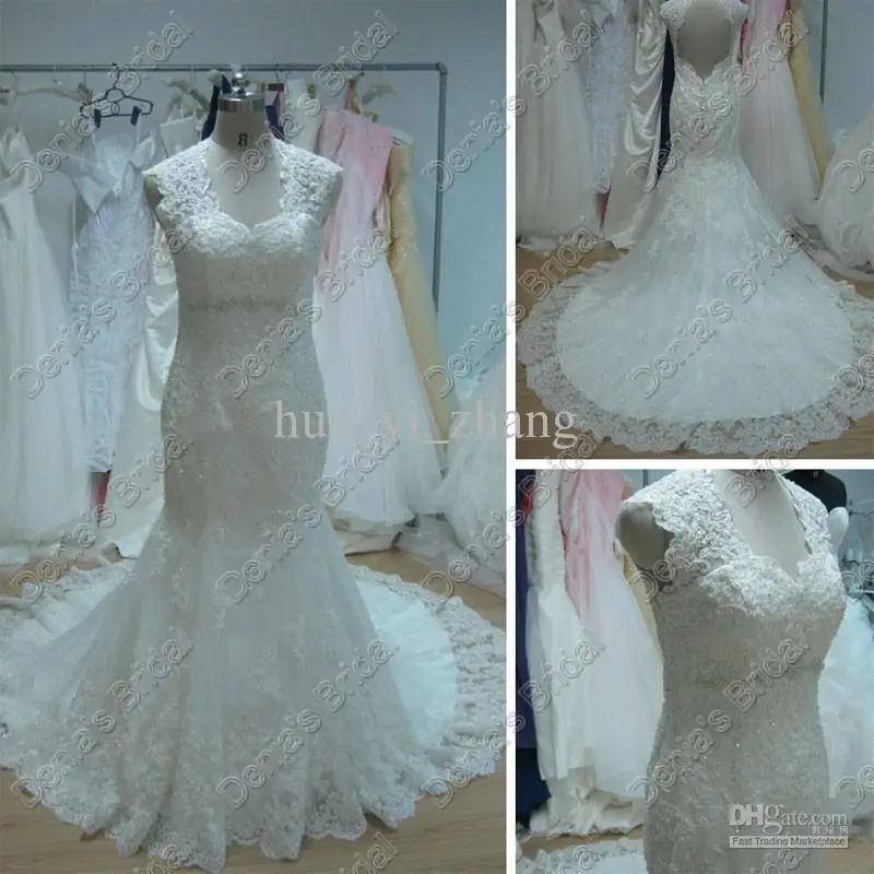 

vestido de noiva beading appliques 2014 sexy backless vintage mermaid Wedding Dress free Shipping casamento New Arrival Handmade