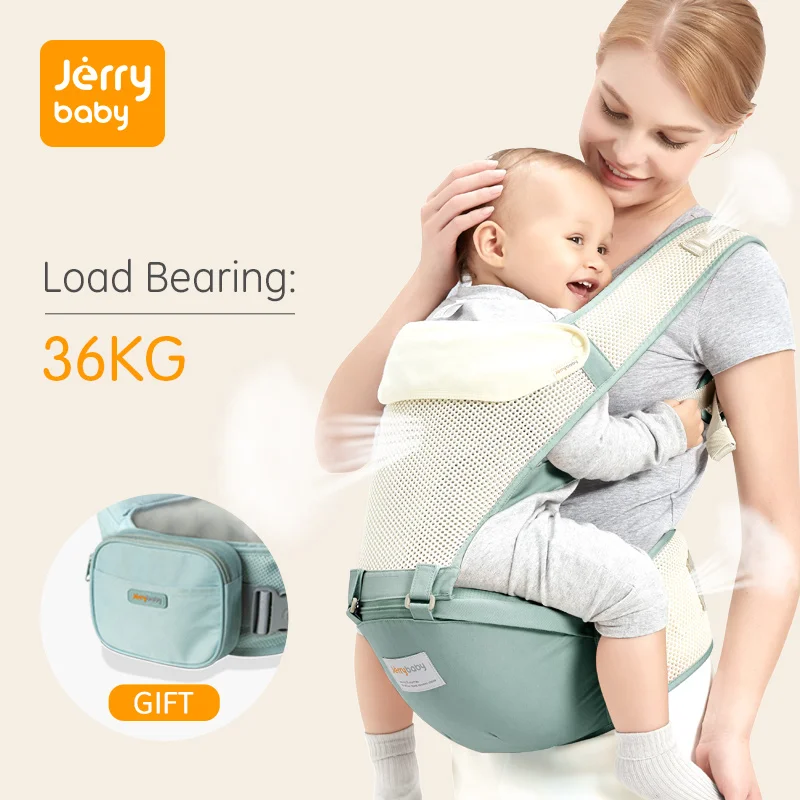 

Jerrybaby Baby Carrier Breathable Ergonomic Infant Carrier Front Facing Kangaroo Baby Wrap Sling Baby Waist Stool 0-36 Months