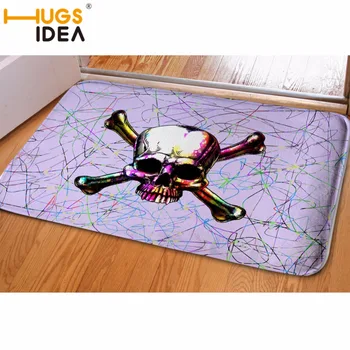 

HUGSIDEA Skull Printing Flannel Carpets 3D Printing Customized Carpet Floorboards Mat Living Room Bedroom Mats Kitchen Rugs