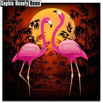 

5D Diy Diamond Painting Flamingos In Sunset Diamond Embroidery Pattern Rhinestones Full Diamond Mosaic Home Decor Gift 189034