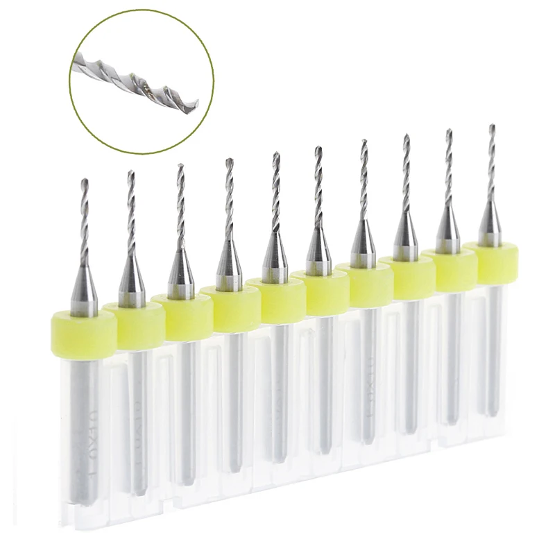 

10Pcs 1.0mm Carbide 3.175 Shank PCB Drill Bits CNC Drilling Set Woodworking Tool