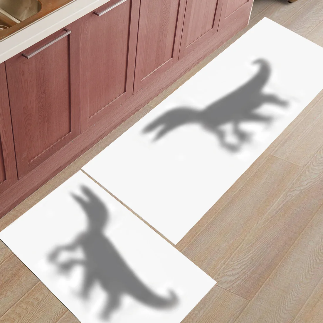 

2pcs/set Dinosaur Deer Shadow Print Doormats Entrance Front Door Rug Bathroom Kitchen Carpet Entryway Anti-Slip White Floor Mats